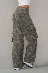 W2132 - Camo Straight Cargo Jeans