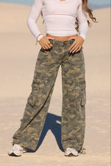 W2132 - Camo Straight Cargo Jeans